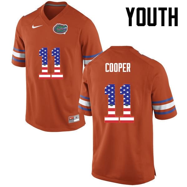 NCAA Florida Gators Riley Cooper Youth #11 USA Flag Fashion Nike Orange Stitched Authentic College Football Jersey ZDK1464HK